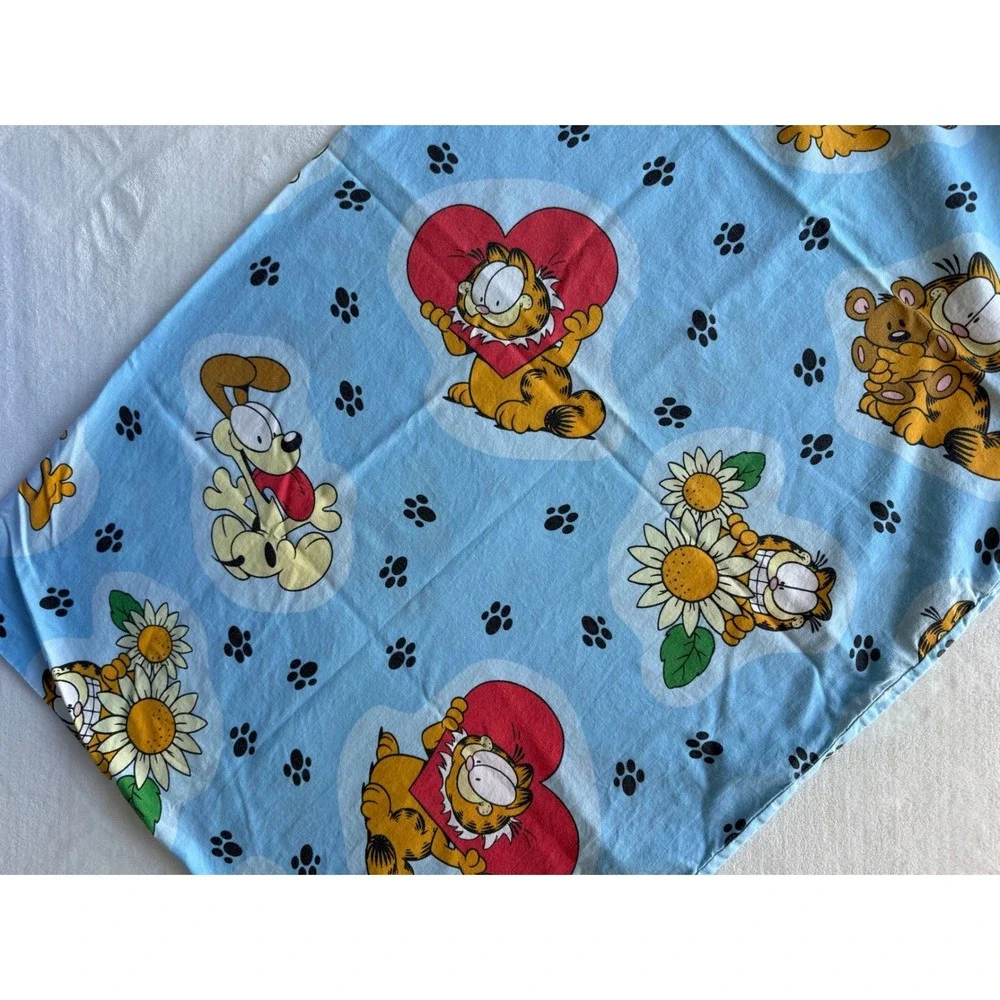 Vintage‎ Garfield Standard Pillowcase Blue Flower Heart Paw Print Odie